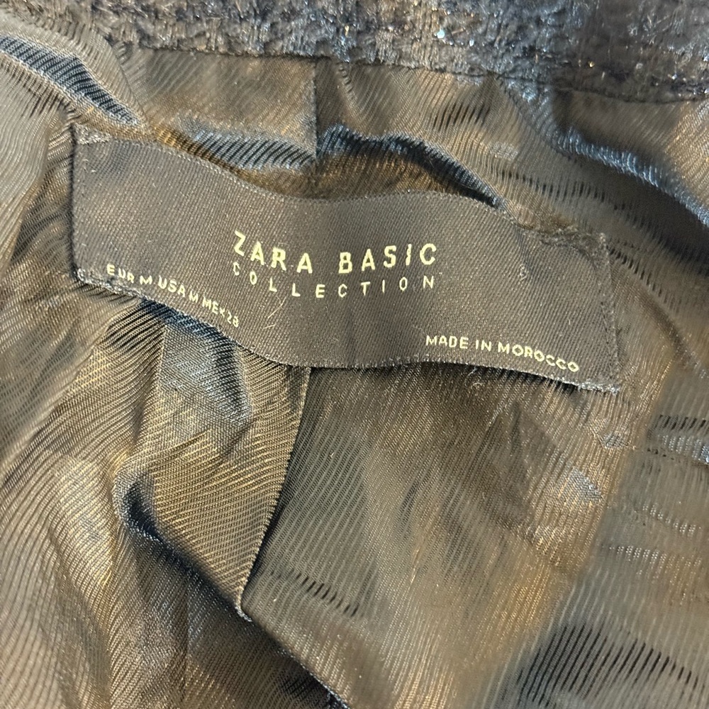 Zara Basic Black Tweed Collarless Box Jacket Size… - image 8